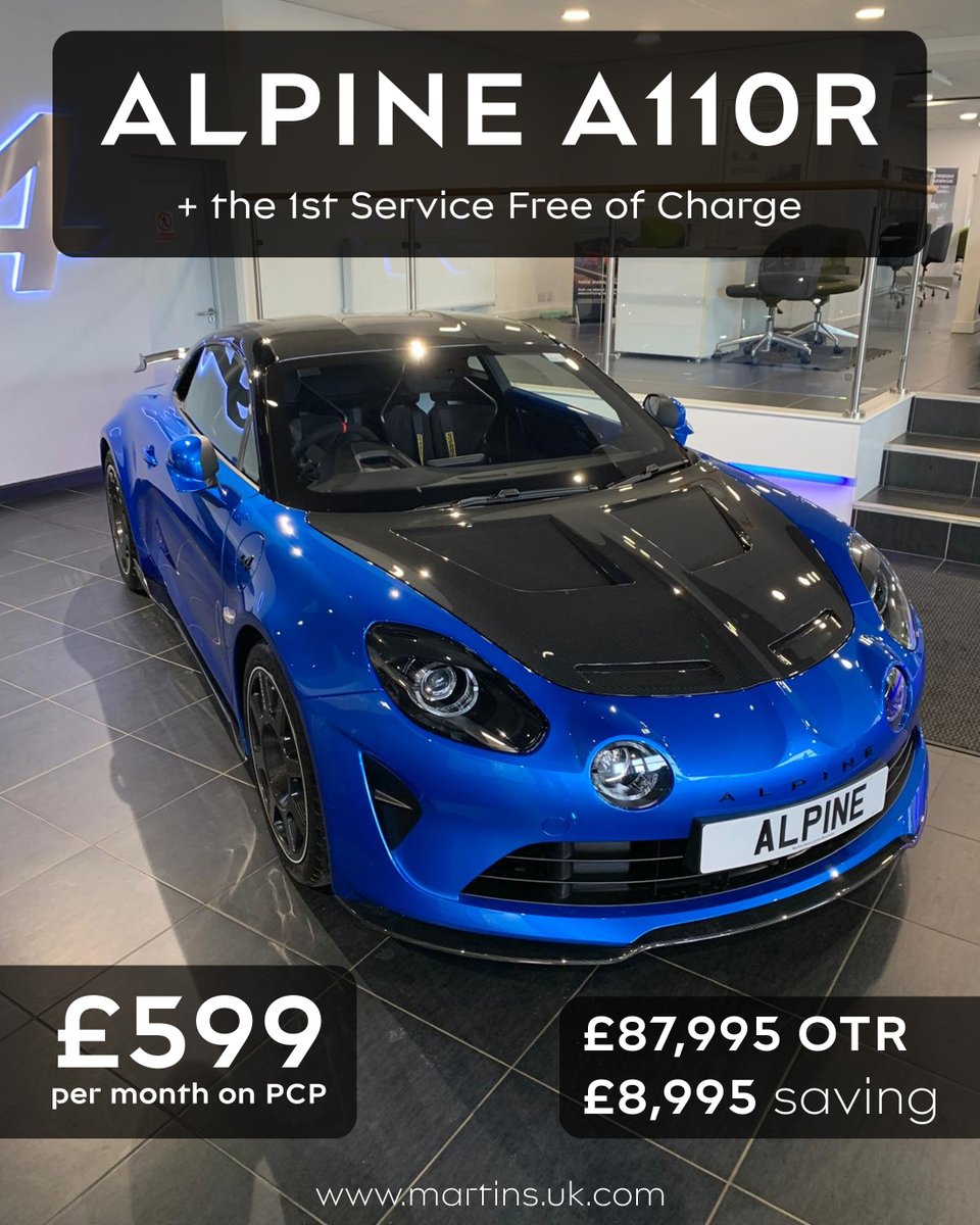 Martins Group (@martins_group) on Twitter photo π¨ Just One Available β Alpine A110R in Stock Now π¨
π° From Β£599 a month | 3.9% APR Representative
π bit.ly/44LMAhs
π Visit us today or get in touch:
π 01962 810 000
π§ alpine@martins.uk.com
#AlpineA110R #A110R π¨ Just One Available β Alpine A110R in Stock Now π¨
π° From Β£599 a month | 3.9% APR Representative
π bit.ly/44LMAhs
π Visit us today or get in touch:
π 01962 810 000
π§ alpine@martins.uk.com
#AlpineA110R #A110R