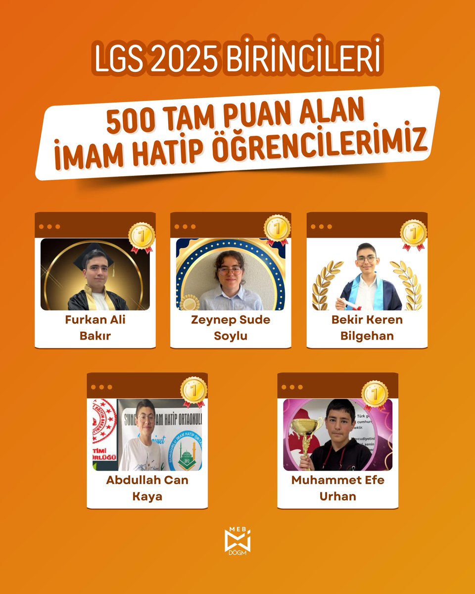 ceylanpinarihl's tweet photo. 🎉 Gururumuzsunuz!
Liselere Giriş Sınavı'nda 500 tam puan alarak Türkiye birincisi olan öğrencilerimizi yürekten tebrik ediyoruz!
 Nice başarı hikâyelerine birlikte şahit olmak dileğiyle, emeği geçen ailelere, öğretmenlere ve tüm eğitim camiamıza teşekkür ederiz. @meb_dinogretimi https://t.co/oJjMl7NX2N