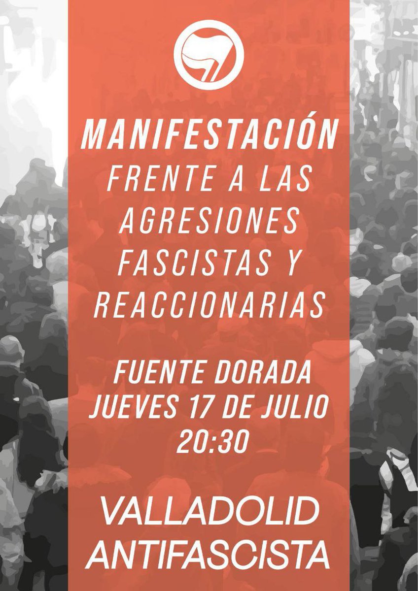 PODEMOS PARARLES | No a la impunidad del fascismo en calles e instituciones. ¡Ni una agresión más! ¡Nada para el fascismo!

Contra racismo, machismo y transfobia 📢🔴⚫  en #Valladolid 
➡️ 17 de julio⏳20.30 h
👉 Fuente Dorada 🙋🏾🙋🏽‍♀️✌🏾

#JuntesSomosMásFuertes