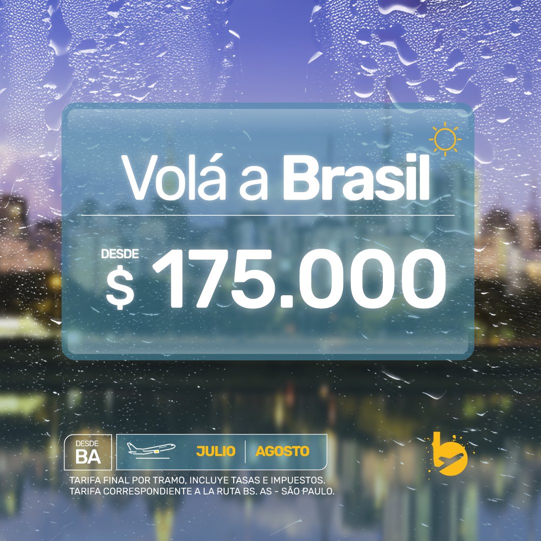 Cuando menos te des cuenta estás en Brasil🇧🇷

Hacé un clic 👉bit.ly/42HzRNl y disfrutá de tu próximo destino 🏝️💛

#Flybondi #LaLibertadDeVolar #Brasil