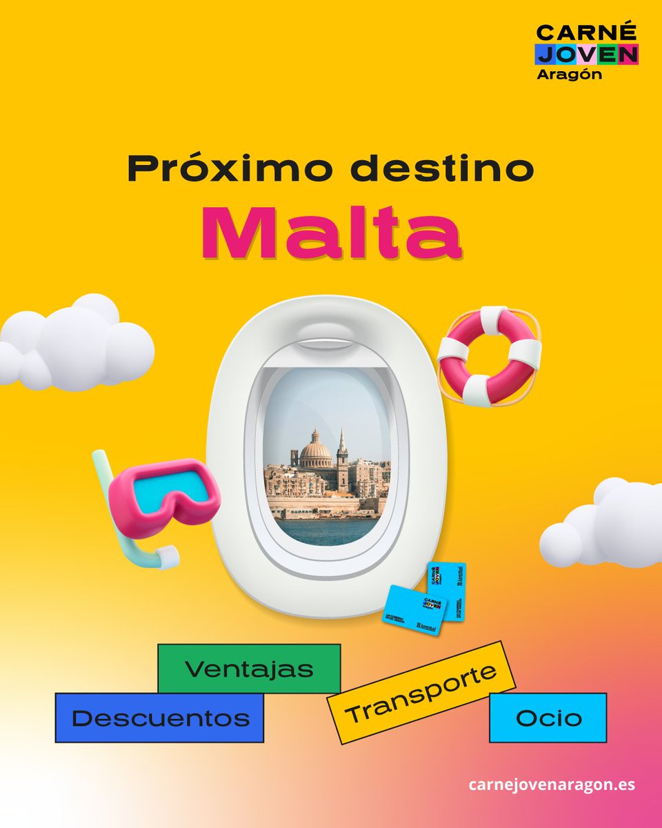 🇲🇹 Malta te espera con sol, mar… ¡y descuentos con tu #CarnéJoven!

🎒 Aquí tienes el Top 10 de descuentos en Malta que no te puedes perder👉carnejovenaragon.es/europa/viajar-…

#CarnéJoven #Malta #Top10Malta #VeranoCarnéJoven #EYCA #verano