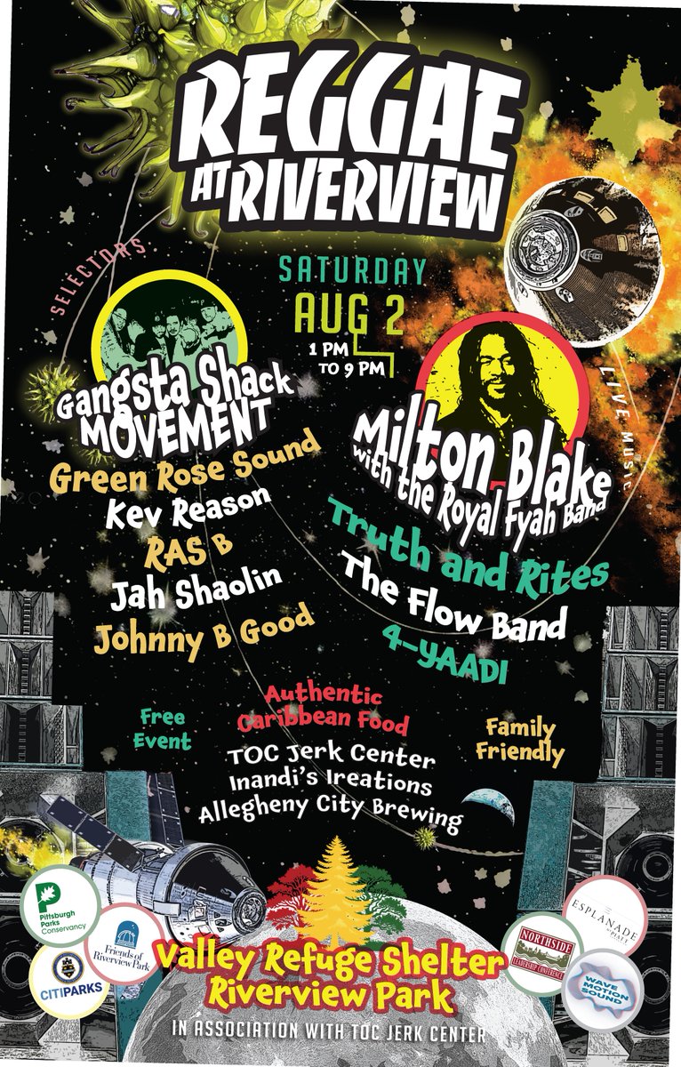 pittsburghparks's tweet image. 🎵 Join us this August for a jammin' good time in Riverview Park during our annual Reggae at Riverview! The newly restored Valley Refuge Shelter will serve as the backdrop to this year's event. Join us on Saturday, August 2 for a jam-packed lineup, including live musical…