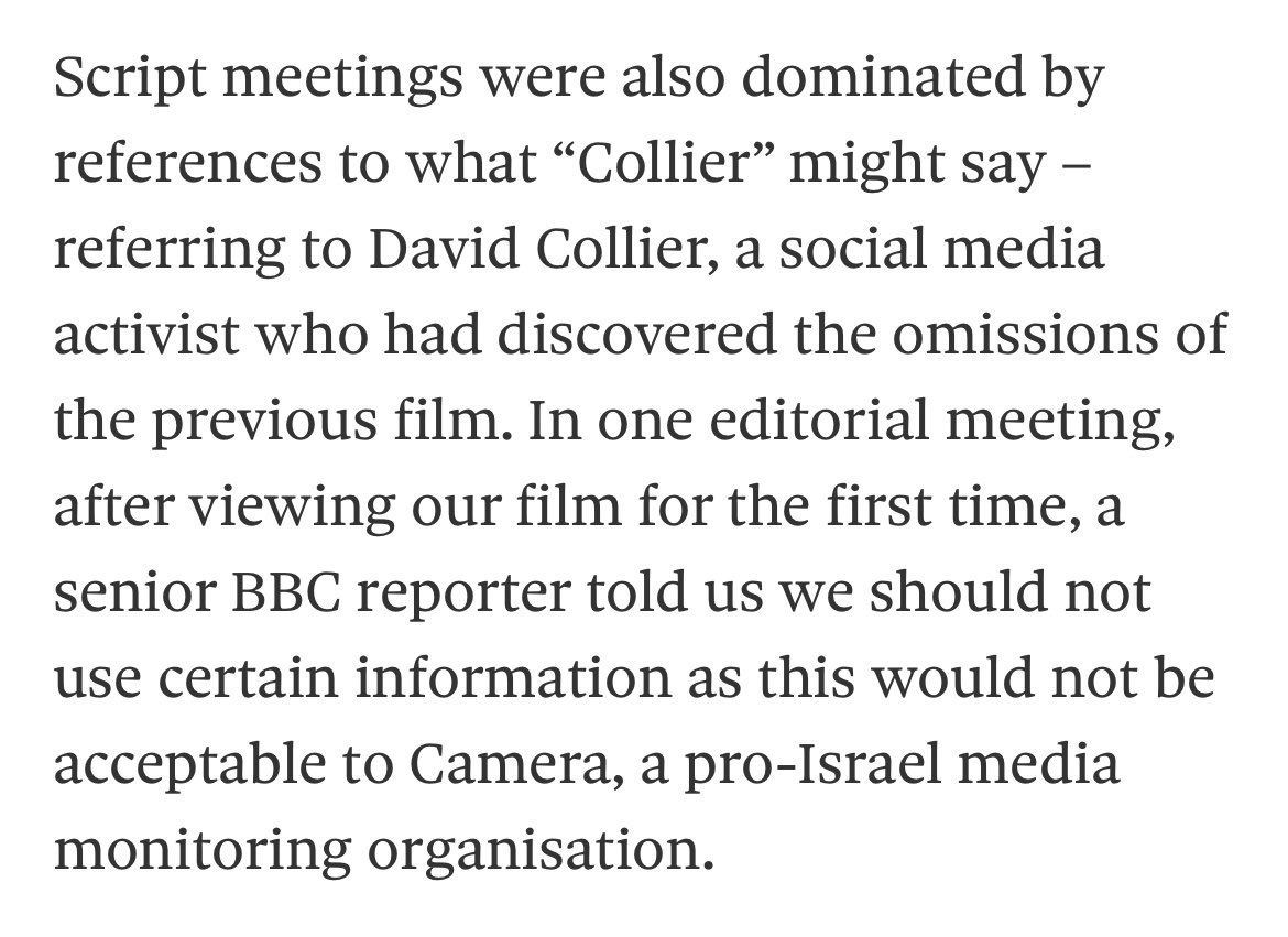 bentreyf's tweet image. Extraordinary paragraph in today’s Observer starkly revealing the influence of the Israel lobby over decisionmaking at the BBC
observer.co.uk/news/national/…