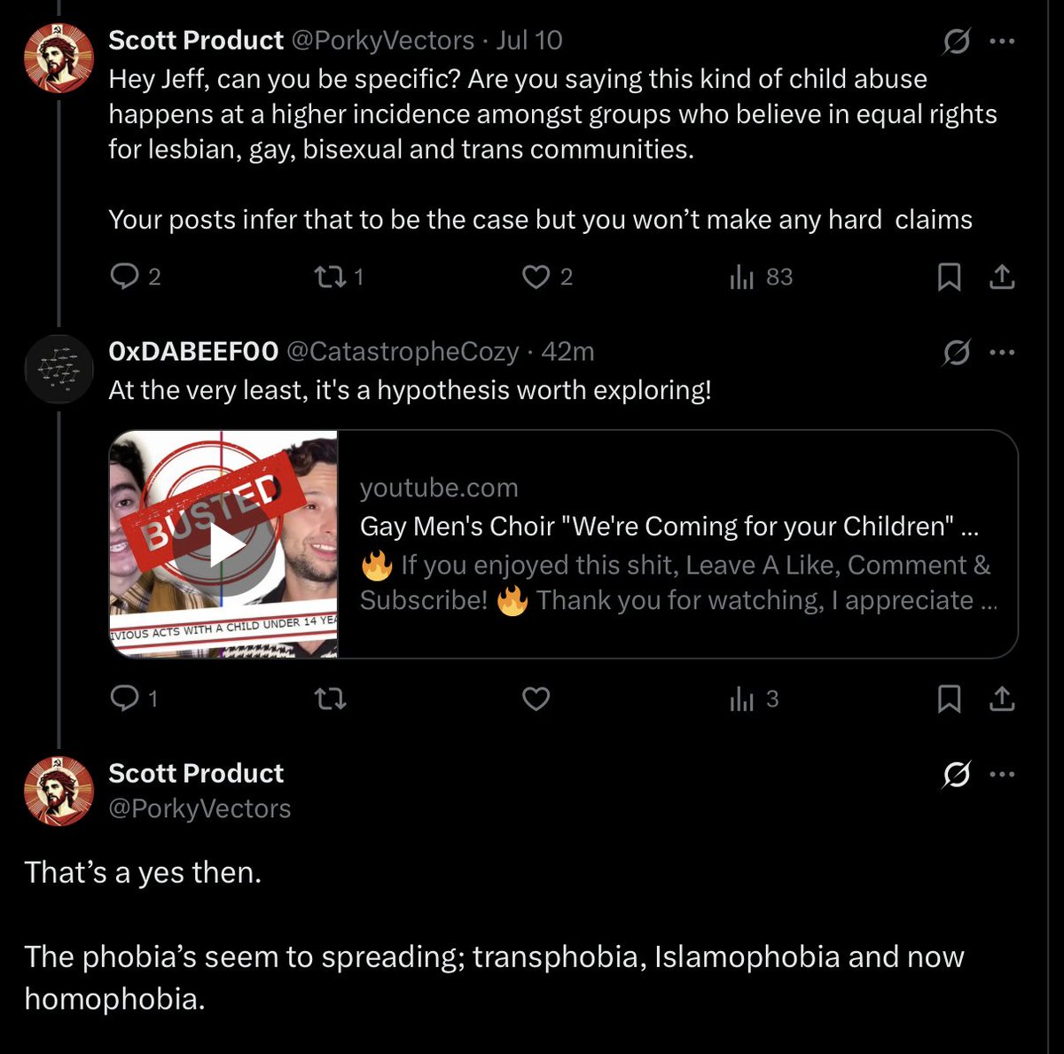 Scott Product (@porkyvectors) on Twitter photo Mask’s off with Jeff Crenshaw, programmer at Epic Games, <a href="/CatastropheCozy/">0xDABEEF00</a> and <a href="/LightShiner2/">nLighTn ~refanged~</a>
Graduating from transphobia via Islamophobia to homophobia
#thesearethegcmen Mask’s off with Jeff Crenshaw, programmer at Epic Games, <a href="/CatastropheCozy/">0xDABEEF00</a> and <a href="/LightShiner2/">nLighTn ~refanged~</a>
Graduating from transphobia via Islamophobia to homophobia
#thesearethegcmen