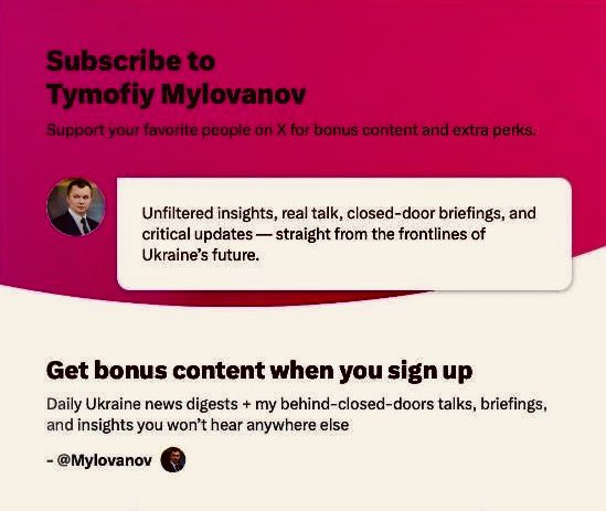 Please subscribe to my curated Ukraine news digest, raw updates and behind the scene insights

You won’t find this perspective anywhere else

Use a browser to subscribe — Apple restricts Ukraine-focused accounts

Funds support our work in Ukraine 

x.com/mylovanov/supe…