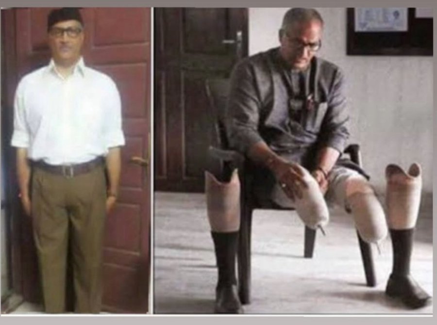 केरल के कन्नूर जिले के पूर्व शिक्षक-सामाजिक कार्यकर्ता सदानंद मास्टरजी को जिले का पहला अध्यापक बनने का गौरव हासिल है <a href="/RSSorg/">RSS</a> से जुड़े तो नाराज कम्युनिस्टों ने 1994 में दोनों पैर काट दिए,कृत्रिम पैरों के सहारे सामाजिक सेवा में सक्रिय,आज राज्यसभा के लिए नॉमिनेट किया है #RajyaSabha