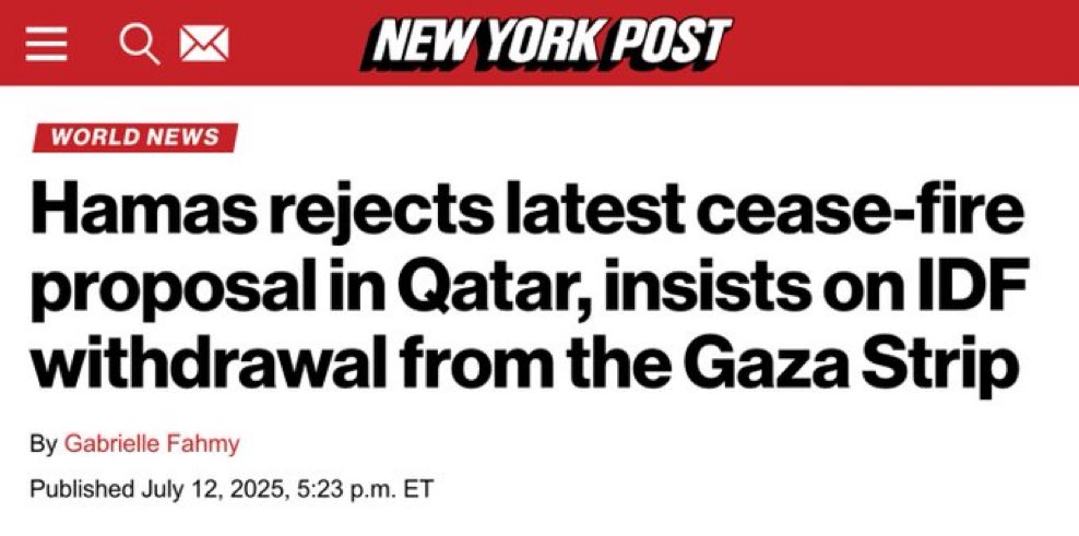 BREAKING: Hamas has rejected the Qatari-ceasefire proposal.

Weird, how none of the “ceasefire now” people are saying a word in condemnation of Hamas.