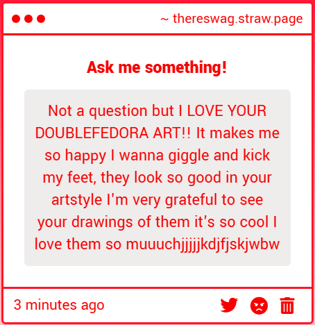 There_Swag's tweet image. THANK YOU SO MUCH BROTATO!!! you may get mildly freaky doublefedora art for that