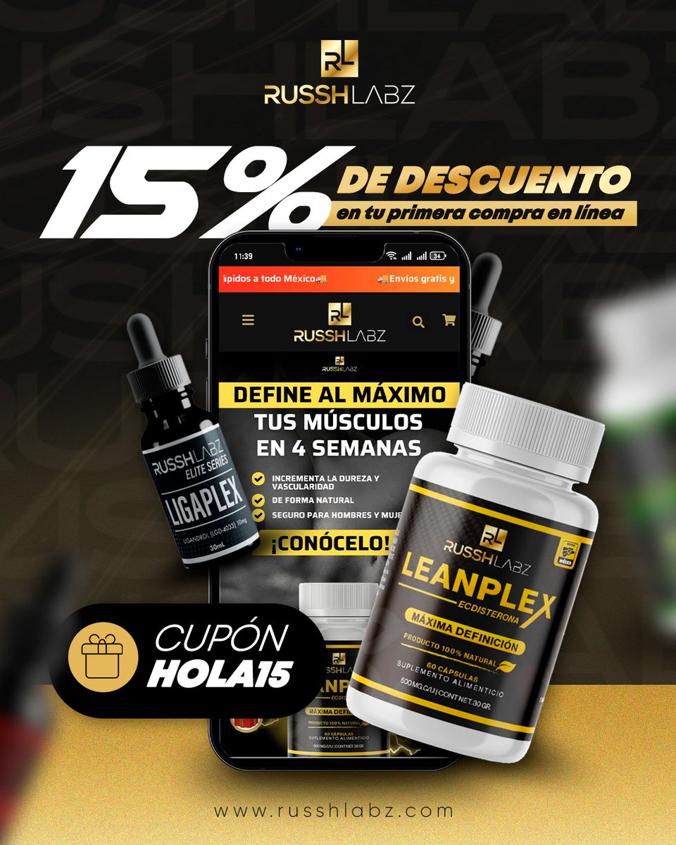 RusshLabz's tweet photo. 🔥 ¡Arranca tu transformación con un 15% de descuento! 🔥
Aprovecha este beneficio en tu primera compra en línea usando el cupón: HOLA15

💪 Define tus músculos al máximo en solo 4 semanas
✔️ Dureza y vascularidad
✔️ Resultados naturales

Compra fácil
🌐 https://t.co/fgIX76SR8s https://t.co/EoQrXqgzTi