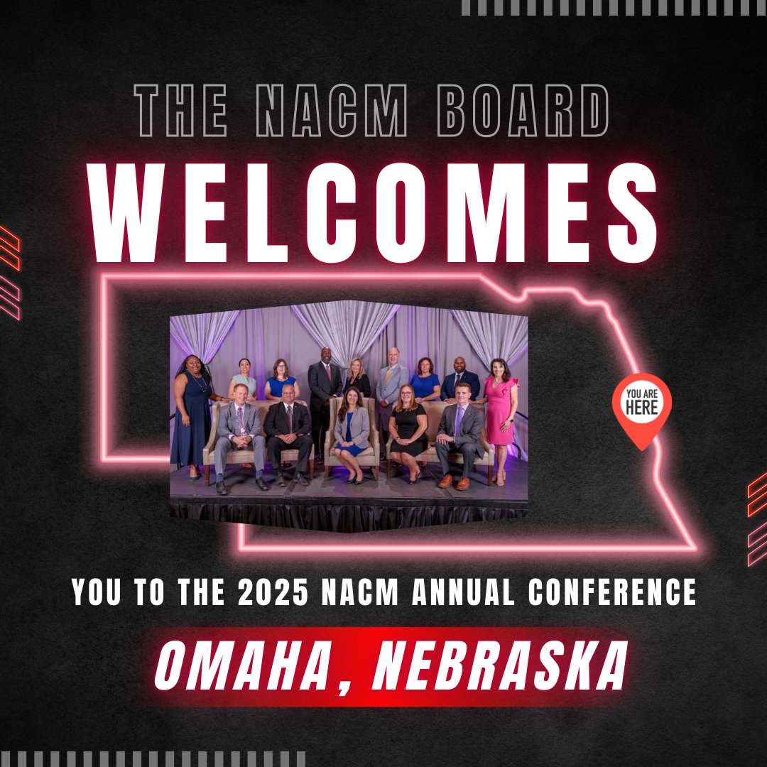 Welcome to Omaha, Nebraska! Please join fellow conference attendees for the ECP &amp; First-Time Attendee Meet &amp; Greet (5pm) and Welcome Reception (6pm) to kick off the 40th anniversary NACM conference this evening! #networking #meetandgreet #conference #professionals #courts