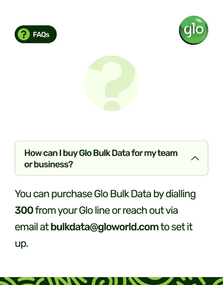 GloWorld's tweet image. Are you a team or a family, one thing’s the same, you need data that works for everyone.
Glo Bulk Data lets you share from one central plan to staff, customers, or loved ones without stress.
Dial *300# to get started. More details on our website here gloworld.com/ng/business/co……