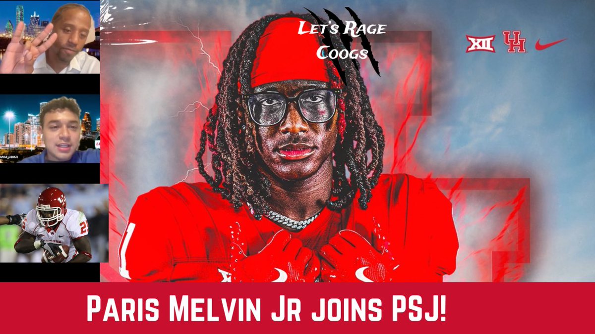 Pawd Slama Jama (@pawdslamajama) on Twitter photo Tonight! Join us at 7:30 pm for a special edition of Pawd Slama Jama where we will be joined by <a href="/UHCougarFB/">Houston Football</a> class of 2026 commit: Paris Melvin (<a href="/ParisMelvinJr/">Paris Melvin Jr</a>)!
<a href="/DayonDunlap/">Da’Yon Dunlap Sr.</a>, <a href="/AYanez_5/">Andy Yanez</a> & <a href="/Bryce_Beall/">COACH BEALL M. Ed</a> will talk to Melvin on his decision to choose Houston! Tonight! Join us at 7:30 pm for a special edition of Pawd Slama Jama where we will be joined by <a href="/UHCougarFB/">Houston Football</a> class of 2026 commit: Paris Melvin (<a href="/ParisMelvinJr/">Paris Melvin Jr</a>)!
<a href="/DayonDunlap/">Da’Yon Dunlap Sr.</a>, <a href="/AYanez_5/">Andy Yanez</a> & <a href="/Bryce_Beall/">COACH BEALL M. Ed</a> will talk to Melvin on his decision to choose Houston!
