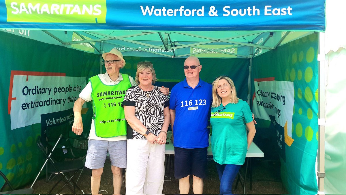 Samaritans Waterford and South East (@waterfordsams) on Twitter photo Had a great day today at the Dungarvan Agricultural Show . Always here for those who may need support or those giving support to others 24/7 at 116 123 or jo@samaritans.ie 💚😊 Had a great day today at the Dungarvan Agricultural Show . Always here for those who may need support or those giving support to others 24/7 at 116 123 or jo@samaritans.ie 💚😊