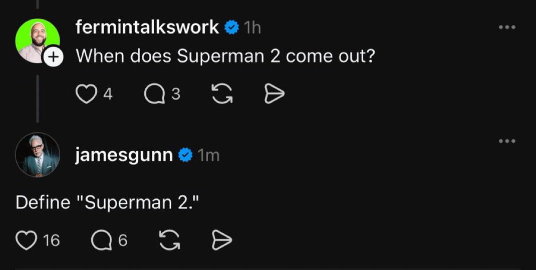 Looks like the next #Superman movie is a team project ! I just wanna see more of Superman and this DCU so bring it! #TheGunnIsReloading