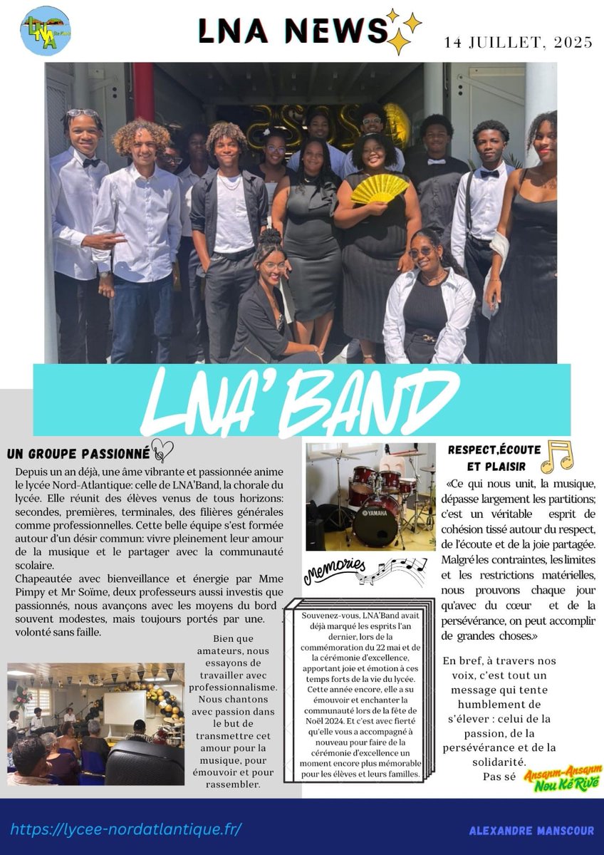 Le lycée NORD ATLANTIQUE présente le LNA'band, le jeune groupe de musique du lycée qui rythme toutes ses manifestations. Un article rédigé par Alexandre, l'un de ses membres.