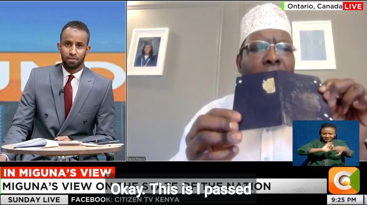 Miguna Miguna displayed his passport live on Citizen TV.

He accused former Interior CS Fred Matiang'i of destroying it.

The interview had to be halted.