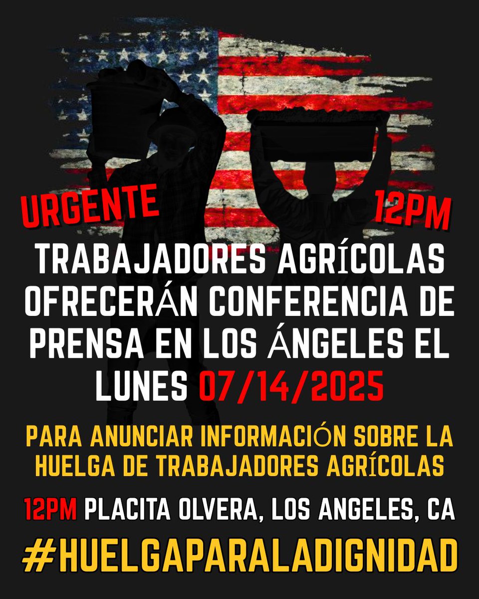 A reserva de que tengamos la liga a las redes de los compañeros de California, por favor compartan y sigan atentos a este movimiento de nuestros trabajadores del campo en EUA!
#HuelgaParaLaDignidad
#TrabajadoresEsenciales
 #RazaTrabajaUSA