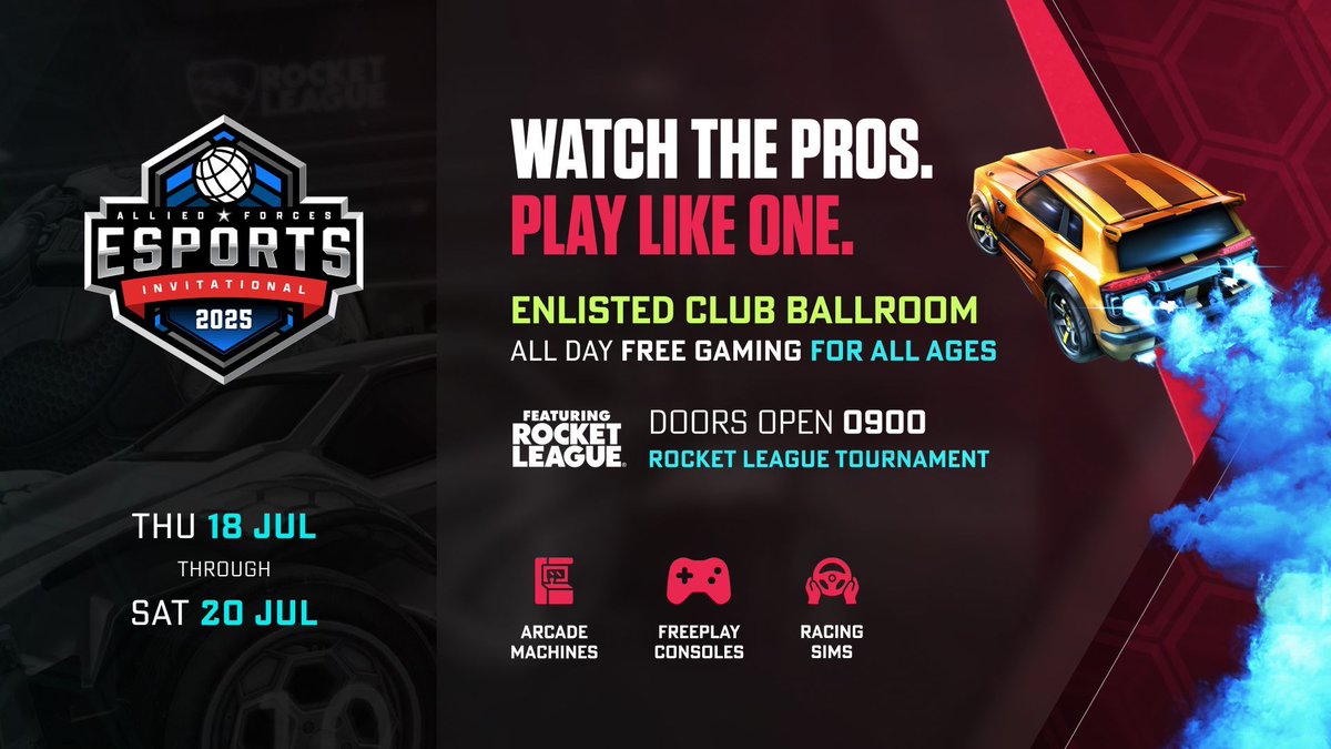 We're back at Ramstein Air Base this week for the 2025 Allied Forces Esports Invitational a global Rocket League tournament to unite and bolster our global military esports community with our allied countries!

This year features 7 different service branch teams from the US,