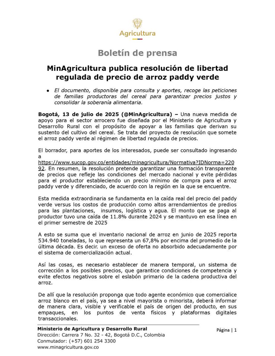 Min. de Agricultura tweet media
