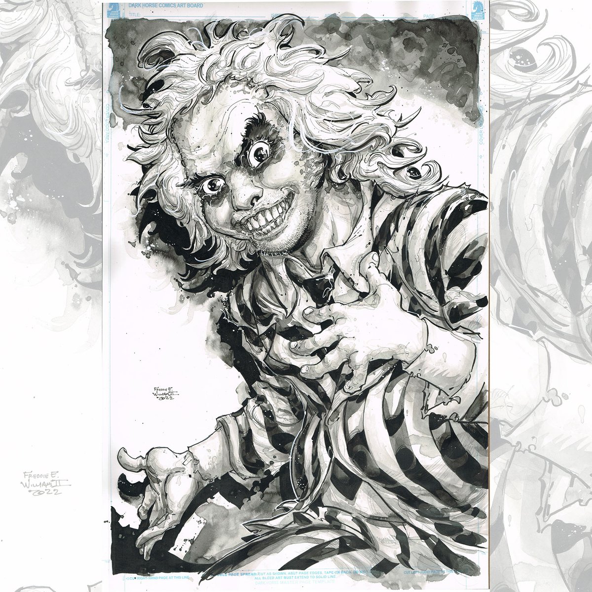 Freddieart's tweet image. The ghost with the most! Beetlejuice ink wash commission (2022) freddieart.com/product-catego…