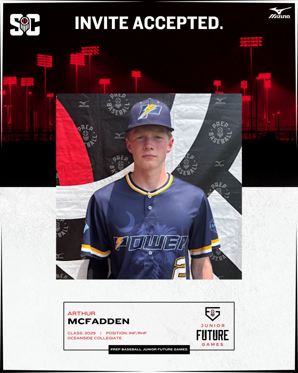 Prep Baseball South Carolina (@prepbaseball_sc) on Twitter photo INVITE ACCEPTED
'29 INF/RHP Arthur McFadden will join #TeamSC at the #PBJFG25
<a href="/Landshark_Base/">OCA Baseball</a> | <a href="/PowerBSB_SC/">Power Baseball SC</a>
Profile: loom.ly/w5DOndk INVITE ACCEPTED
'29 INF/RHP Arthur McFadden will join #TeamSC at the #PBJFG25
<a href="/Landshark_Base/">OCA Baseball</a> | <a href="/PowerBSB_SC/">Power Baseball SC</a>
Profile: loom.ly/w5DOndk