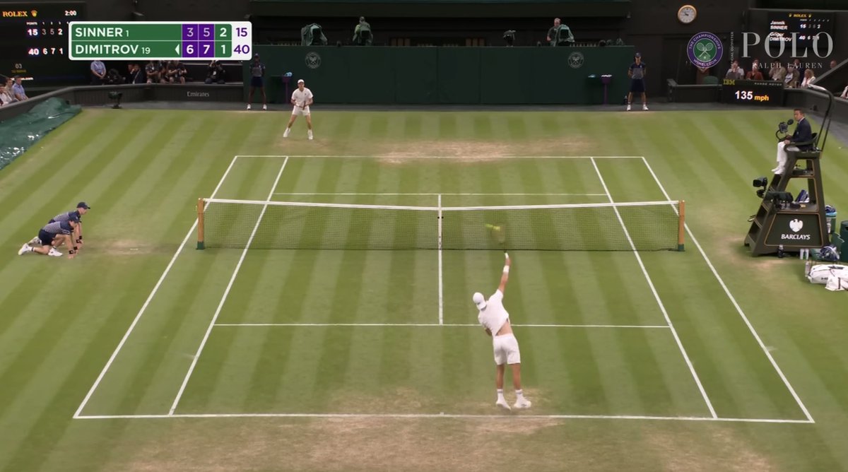 يانيك سينر يوم 7 يوليو 2025 كان متأخرًا بنتيجة 2-0 ضد غريغور ديميتروف ثم انسحب البلغاري بداعي الاصابة

اليوم هو بطل ويمبلدون لأول مرة بمسيرته 🏆