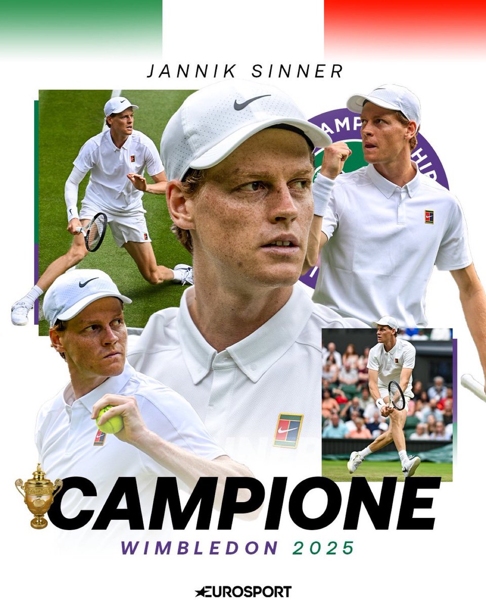 #Sinner GRAZIE!! <a href="/janniksin/">Jannik Sinner</a> 
#Wimbledon 
Che dire? Il 1o Italiano a vincerlo
Null’altro da aggiungere … 🙏🏻 🏆