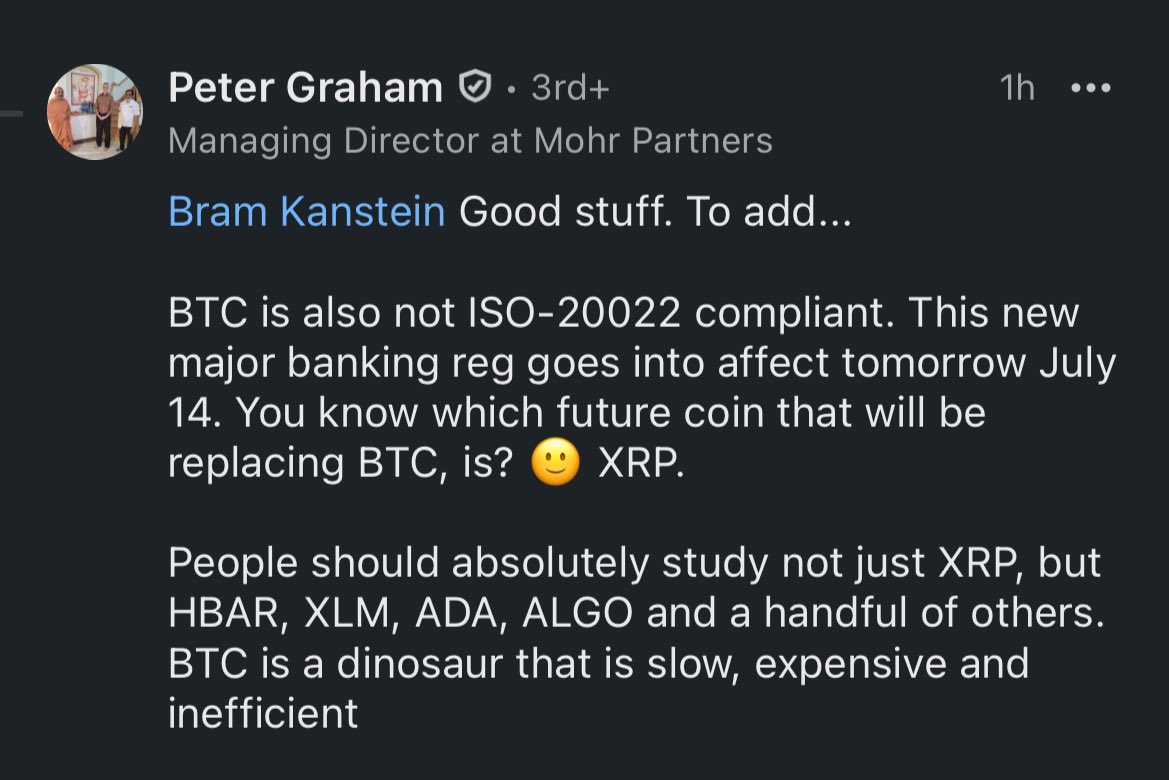 Oh no! Bitcoin is not ISO-20022 compliant!