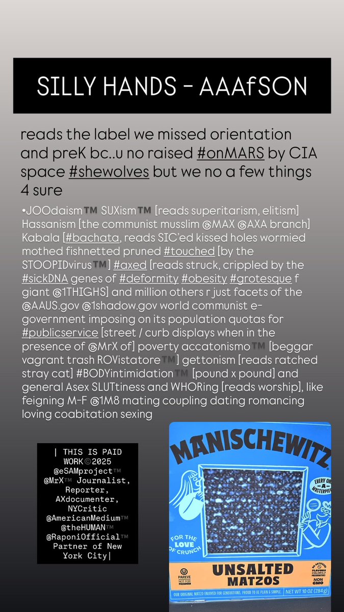 sammcnary's tweet image. •JOOdaism™️ SUXism™️ [reads superitarism, elitism] Hassanism [the communist musslim @MAX @AXA branch] Kabala [#bachata, reads SIC’ed kissed holes wormied mothed fishnetted pruned #touched [by the STOOPIDvirus™️] #axed [reads struck, crippled by the #sickDNA genes of #deformity #