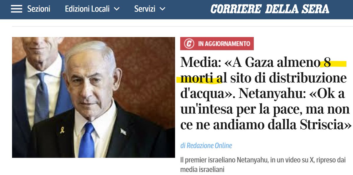 a____capo's tweet image. Vorrei chiedere al #Corriere perché il titolo nella home che tutti leggono dice genericamente "8 morti", mentre la notizia dietro il paywall che pochi leggono è "uccisi 6 bambini"?
Perché non informate anche nella home che #IDF ha ucciso 6 bambini a #Gaza?
O dei 139 uccisi oggi?