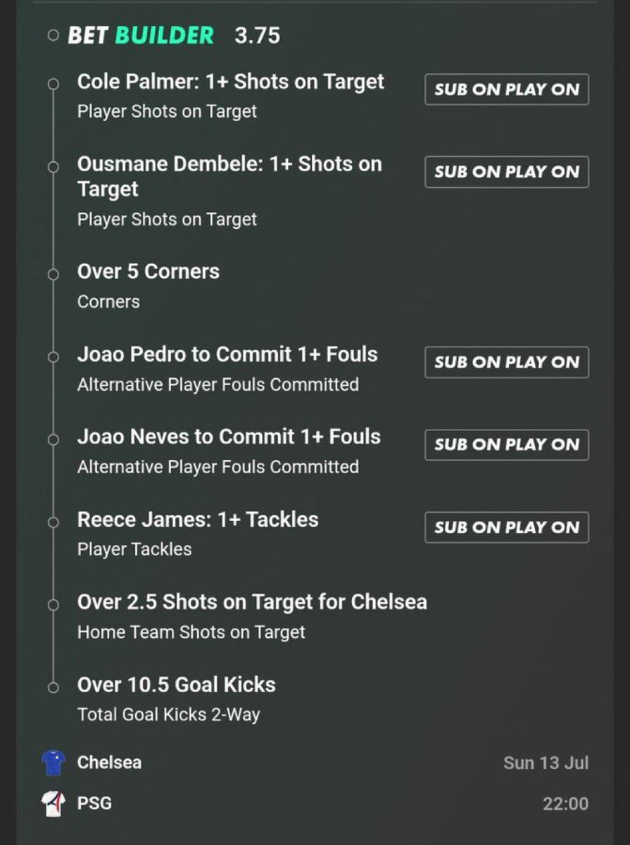 cory__1_'s tweet image. Chelsea vs PSG bet builder