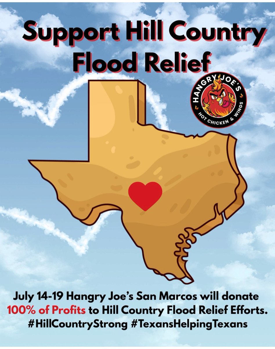 Our hearts and prayers are with our Hill Country neighbors and families who are suffering through this tragedy. We want to do whatever we can to help and we're asking our San Marcos community to Join us this week. #hillcountrystrong