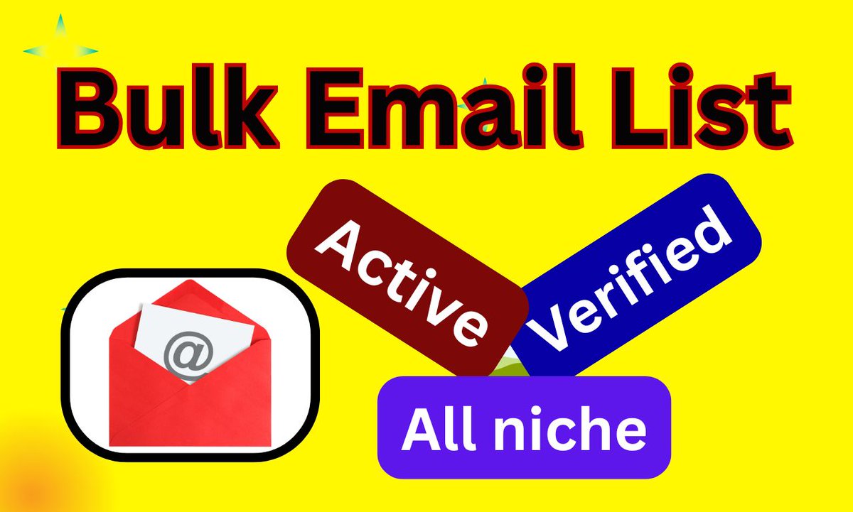 amitkumar191292's tweet image. 🚀 Need High-Quality, Targeted Bulk Email Lists for Your Digital Marketing Campaigns?

❣️ Fiverr Link: lnkd.in/gTRaR_xq
💙 Kwork Link: lnkd.in/g6NYXt-i

#EmailMarketing #LeadGeneration #B2BMarketing #DigitalMarketing #VerifiedEmails #EmailLists #BusinessGrowth