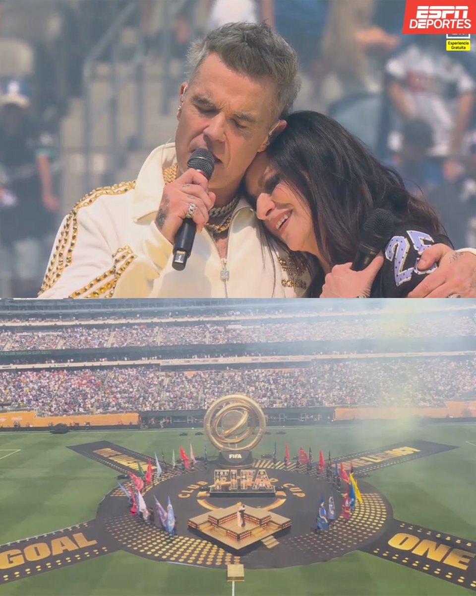 ¡Robbie Williams y Laura Pausini presentando el Himno oficial de la FIFA en la Final del Mundial de Clubes! 🤩