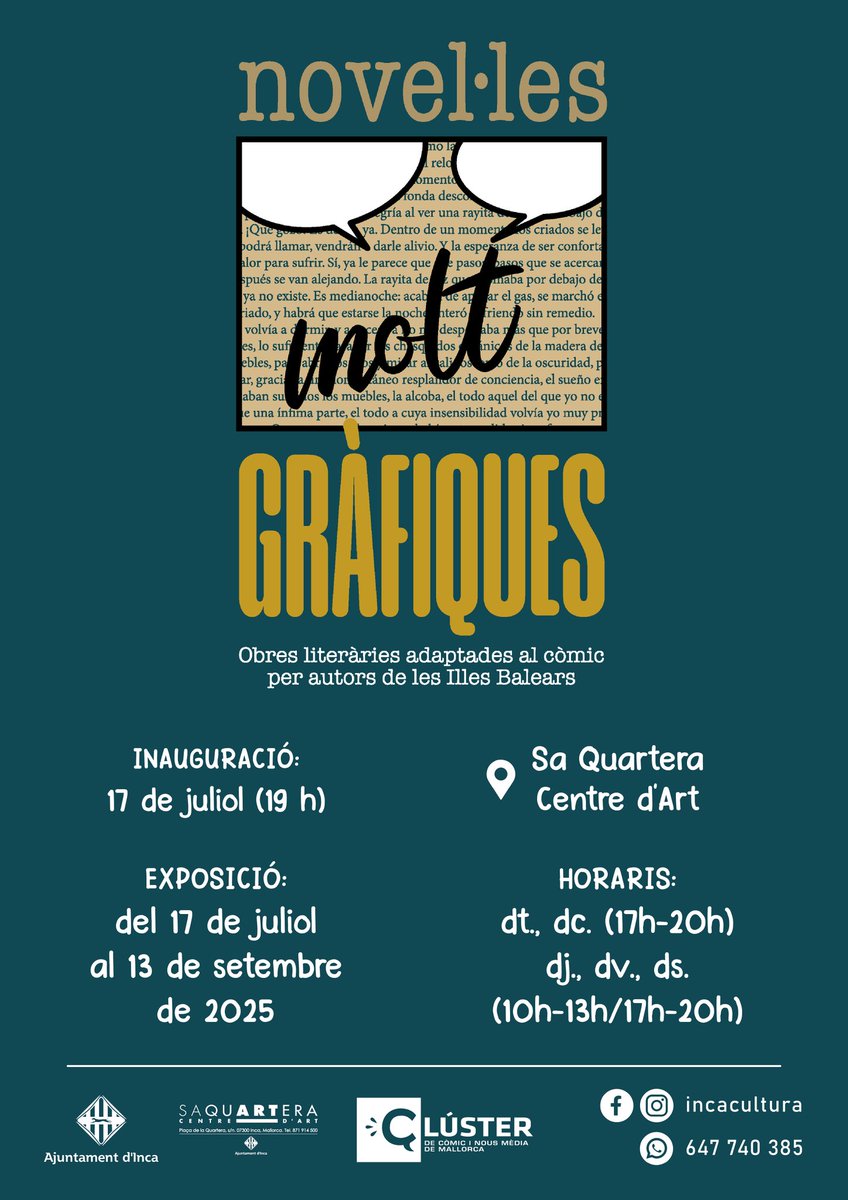 Inca, cada dia més capital europea des còmic!! <a href="/comicnostrum/">comicnostrum</a>
<a href="/bsegui/">Bartolomé Seguí</a>
<a href="/Virgilio_Moreno/">Virgilio Moreno</a> <a href="/andreucaballero/">Andreu Caballero</a> <a href="/incaciutat/">Ajuntament d’Inca</a> #mallorca #comic