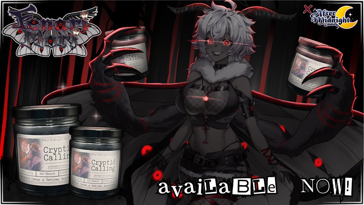 🕯️AMCandlery 🕯️MYTHOS Collection OUT NOW! (@am_candlery) on Twitter photo Cryptid Calling
> <a href="/AM_Candlery/">🕯️AMCandlery🕯️Vtuber Candles & Melts</a> x <a href="/FenariMori/">Fenari Mori 👁️</a> <
Earthy notes of cedar and sandalwood blend with rich vetiver and moist petrichor to bring you a mysterious scent wondering…will you be the next person to succumb to its aroma? Cryptid Calling
> <a href="/AM_Candlery/">🕯️AMCandlery🕯️Vtuber Candles & Melts</a> x <a href="/FenariMori/">Fenari Mori 👁️</a> <
Earthy notes of cedar and sandalwood blend with rich vetiver and moist petrichor to bring you a mysterious scent wondering…will you be the next person to succumb to its aroma?