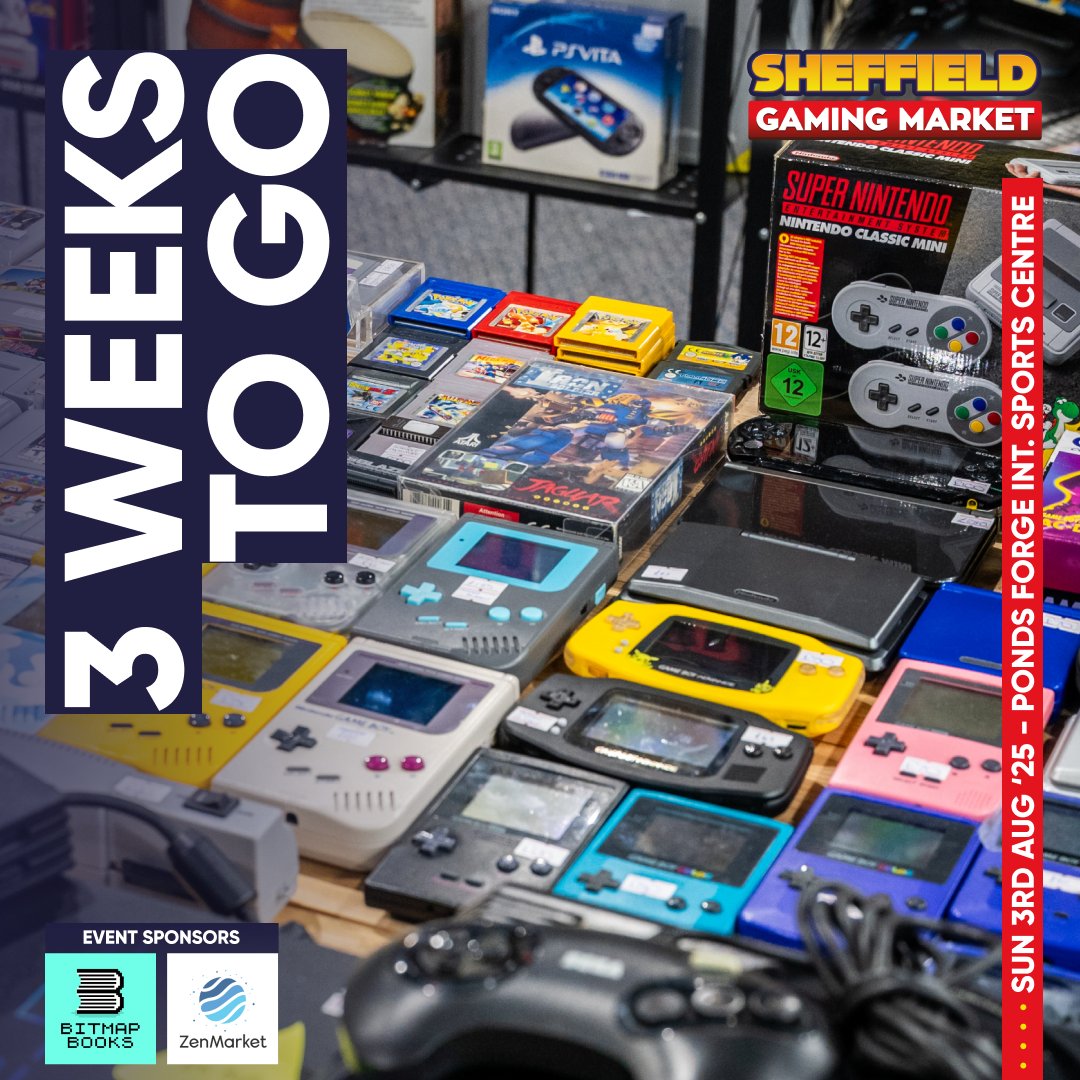 TheVGMarket's tweet image. It&apos;s 3 weeks until Sheffield Gaming Market, who has their shopping lists ready? 🎮🛍👾

🎟 eventbrite.co.uk/e/1335056924199

Event Sponsors
@Bitmap_Books 📚 linktr.ee/bitmapbooks
@zenmarket_en 🗾 go.zenmarket.jp/replayevents

#SheffieldGamingMarket