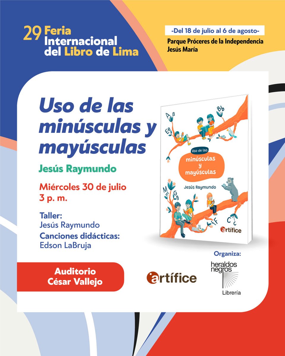 🔠🔡 ¡Ortografía divertida! Inspirado en su nuevo libro, nuestro autor <a href="/DoctorTilde/">Jesús Raymundo (Doctor Tilde)</a> conversará con los pequeños lectores sobre el uso correcto de las letras minúsculas y mayúsculas, acompañado de las canciones educativas de Edson LaBruja, en la <a href="/FILLima2025/">FIL Lima</a>.

#NovedadEditorial