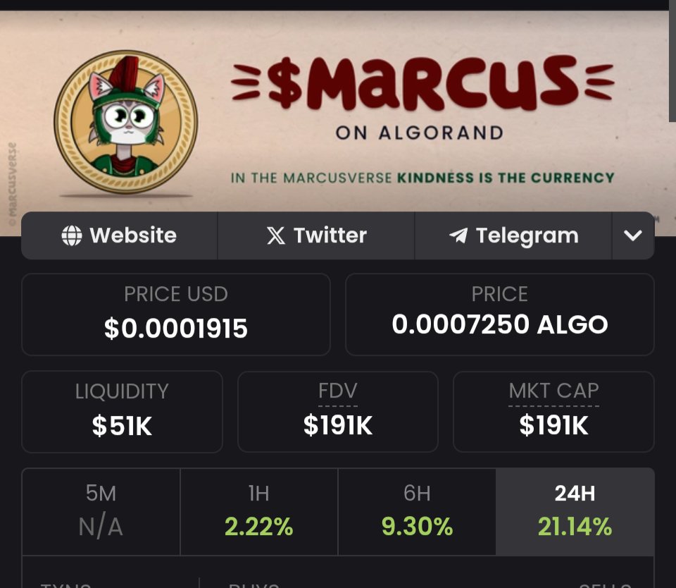 If we get to $200k today will airdrop all $MARCUS holders.

Probably will do it anyway tbh.

Let's go $ALGO!