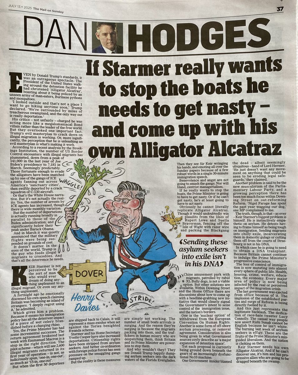 Starmer’s an easy touch with illegal immigrants, the EU, net zero activists, Islamic extremists, benefit claimants and foreign foes. He’s tough on British patriots, hard working families, pensioners, and our closest allies. Keir’s leadership is killing our country…