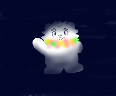 夜のお散歩はあぶないので光る首輪をつけて行くパティちゃん