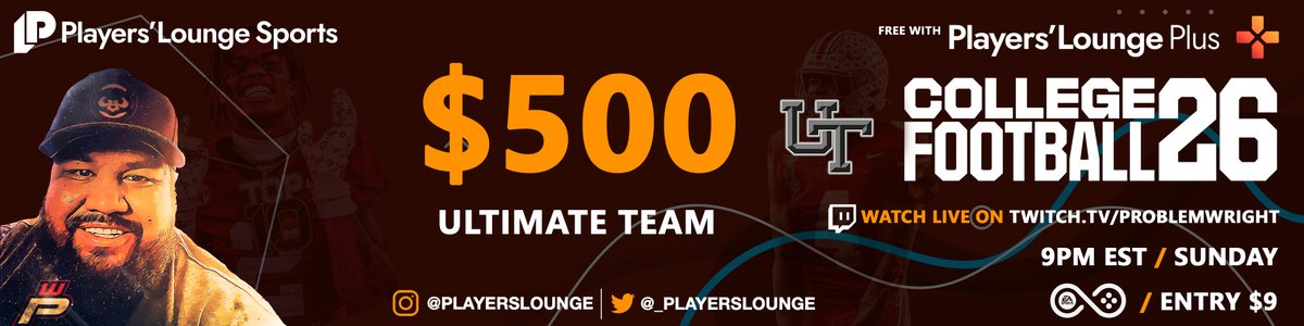 _playerslounge's tweet image. ๐จ $500 CUT Tournament!๐จ
๐ Hosted by @ProblemWright
๐ When: 9PM ET
๐บ Watch Live: twitch.tv/problemwright
๐ท Join Here: playerslounge.com/r/problem/cut
๐ณ Free with PL+
#CFB26