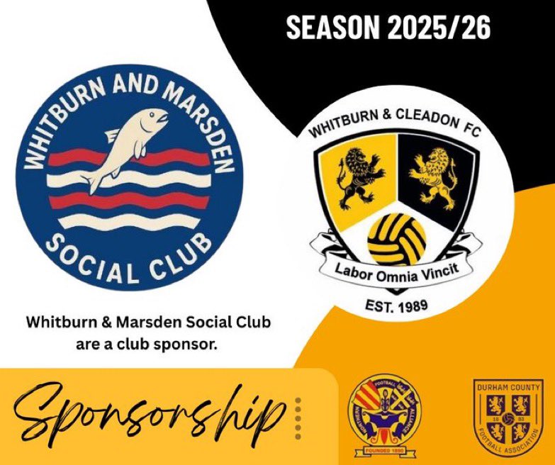 We are delighted to announce that Whitburn and Marsden Social Club has become a sponsor with our club . 
This is our clubhouse refreshment venue after all our home games for ourselves and all our visitors to New Fields   . 

North Guards, Whitburn, Sunderland SR6 7AD