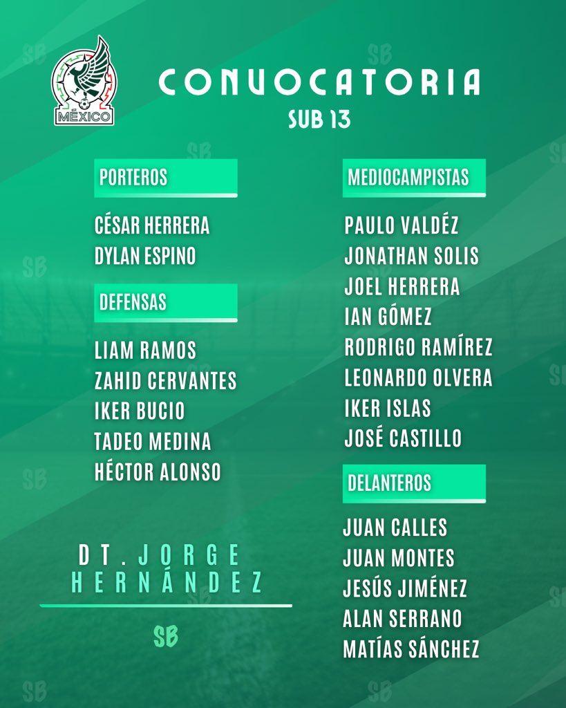 🚨🇲🇽 ¡CONVOCATORIA SUB13!

Una nueva generación está aquí, los 2012 se reúnen por primera vez para la Supercopa FMF ✅

Jorge Hernández quien en su momento fue campeón del mundo sub17 será el encargado de comandar esta selección ✍🏼