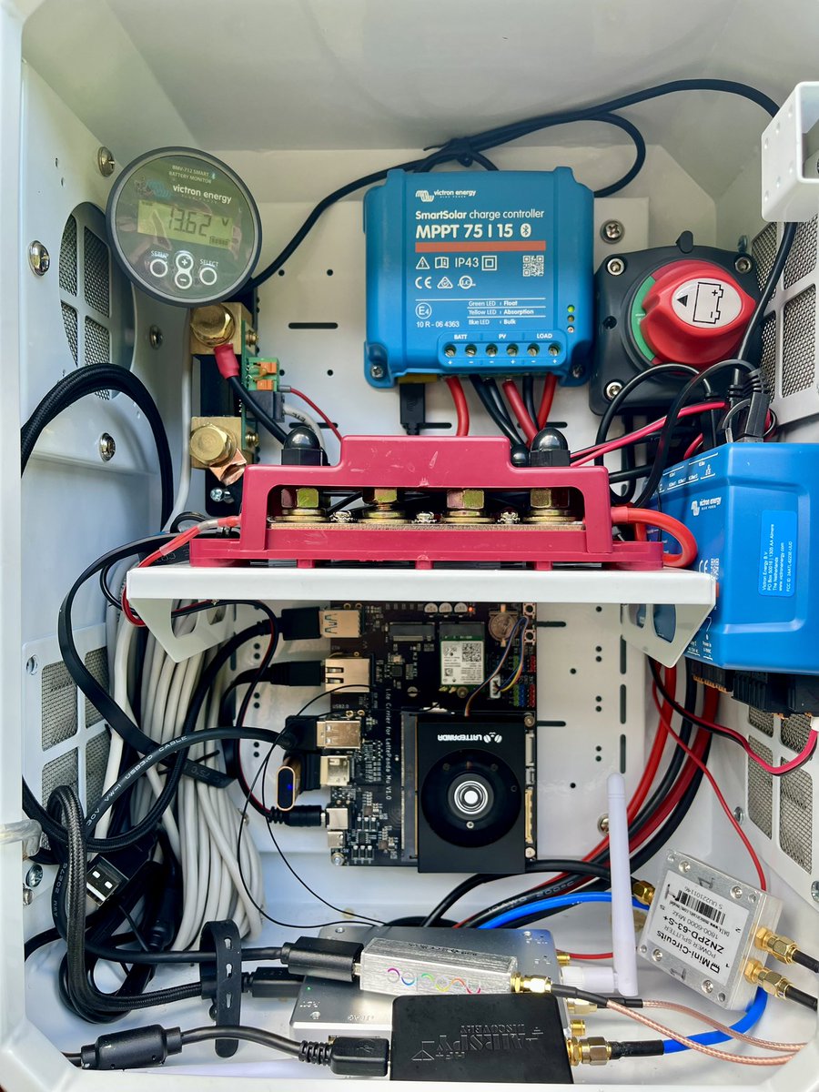 cemaxecuter's tweet photo. Solar-powered DragonOS SDR station, now with more compute under the hood. Minus maybe the current cable management… Tim “The Tool Man” Taylor would approve. #SDR #DragonOS https://t.co/hZYgLsjhfQ