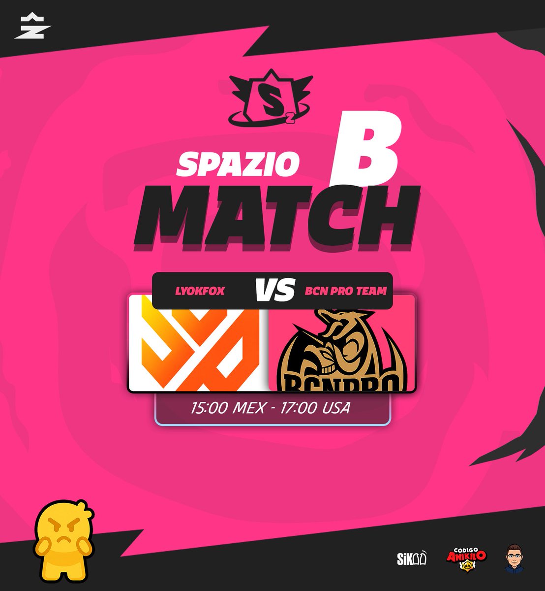 SpazioLeague (@spazioleague2) on Twitter photo ๐ฝ Match Day
Hello Earthlings
The action continues in this team edition of SpazioSquad4. Today we open Group B with a clash full of intensity and strategy between two squads hungry for victory.
๐จ - Group B1 - ๐จ
โ๏ธ | <a href="/LyokFox_SB/">Lyok Fox ๐ฆ</a> ๐ <a href="/BCNProTeam/">BCN Pro Team</a>
๐ฐ๏ธ | 15:00 ๐ฒ๐ฝ - 17:00 ๐บ๐ธ
๐๏ธ | ๐ฝ Match Day
Hello Earthlings
The action continues in this team edition of SpazioSquad4. Today we open Group B with a clash full of intensity and strategy between two squads hungry for victory.
๐จ - Group B1 - ๐จ
โ๏ธ | <a href="/LyokFox_SB/">Lyok Fox ๐ฆ</a> ๐ <a href="/BCNProTeam/">BCN Pro Team</a>
๐ฐ๏ธ | 15:00 ๐ฒ๐ฝ - 17:00 ๐บ๐ธ
๐๏ธ |