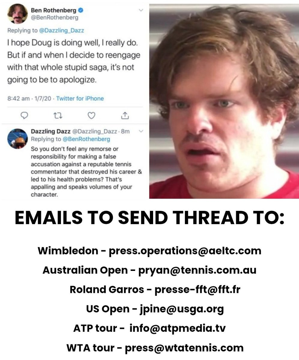 TennisCentel's tweet image. 🧵 Doug Adler was fired over @BenRothenberg false racism claim & suffered a heart attack in 2018
"I was living, breathing, sleeping & eating this travesty for two years"
He sued ESPN & won
globalitewatchdog.wordpress.com/2017/03/08/wan…
Email the thread to BOTH tours
UNFOLLOW/UNSUBSCRIBE to BOUNCES