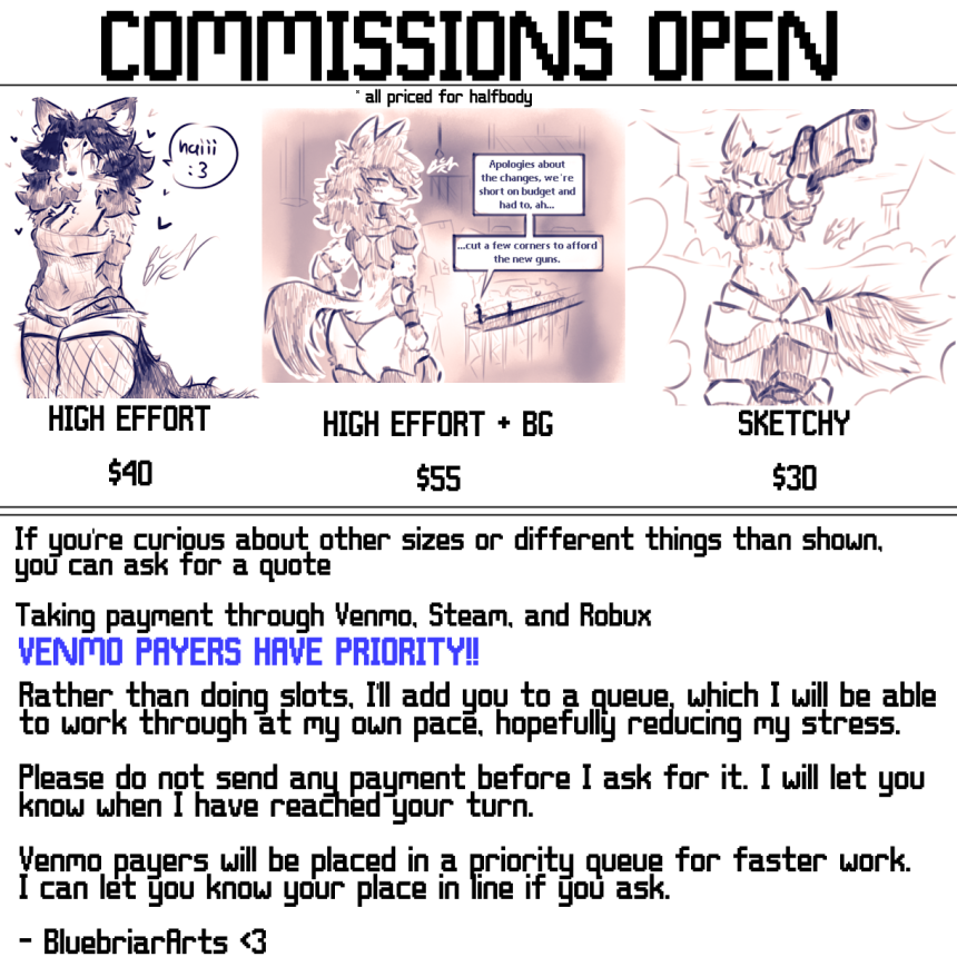BluebriarArts's tweet image. ATTENTION!!
I am now opening Those Things! Yeah, You Know, Those! And it will be INDEFINITELY !! !!
DM to get a slot :D