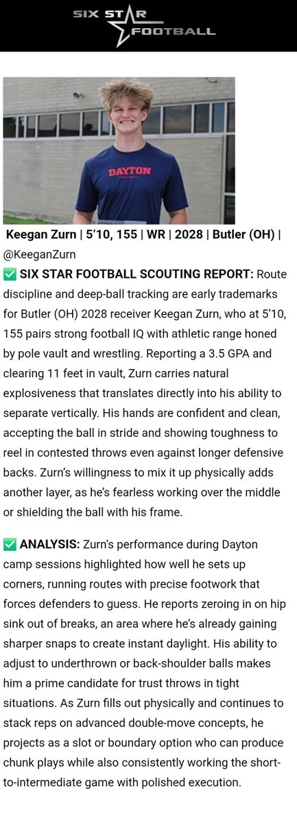 Keegan Zurn (@keeganzurn) on Twitter photo Thanks <a href="/sixstarfootball/">Six Star Football | PLUS+</a> ! Can't wait to get back to <a href="/DaytonFootball/">Dayton Football</a> camp next year ๐ฏ! <a href="/ButlerAviatorFB/">Butler Football</a> <a href="/BlackshearJaden/">Jaden Blackshear</a> Thanks <a href="/sixstarfootball/">Six Star Football | PLUS+</a> ! Can't wait to get back to <a href="/DaytonFootball/">Dayton Football</a> camp next year ๐ฏ! <a href="/ButlerAviatorFB/">Butler Football</a> <a href="/BlackshearJaden/">Jaden Blackshear</a>