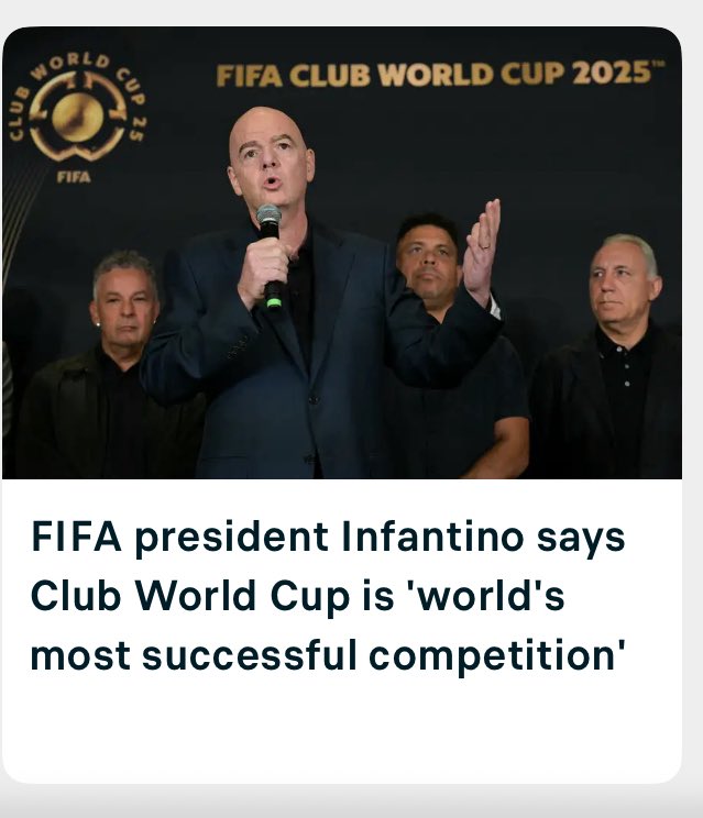 Well, he isn’t Trumps puppet for nothing …
#FIFAClubWorldCup #Trump #CHEPSG

Credit: <a href="/Flashscorecom/">Flashscore.com</a>